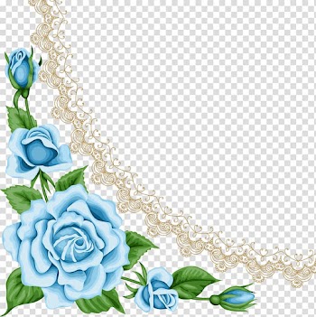 Blue roses illustration, Flower Blue rose Paper , teal frame transparent background PNG clipart