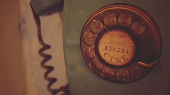 blue rotary telephone