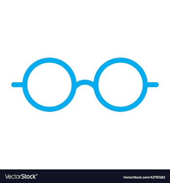 blue round eyeglasses icon