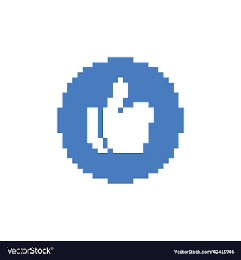 blue round icon of white thumb up