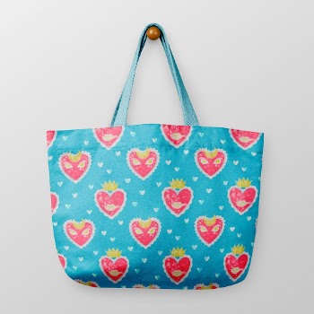 Blue sacred heart pattern tote | Free Photo - rawpixel