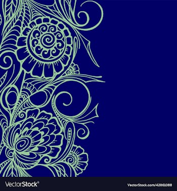 blue seamless floral border on background