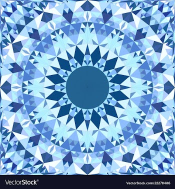Blue seamless kaleidoscope pattern background vector image