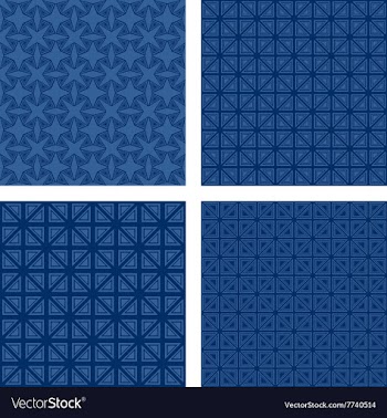 Blue seamless pattern background set vector image