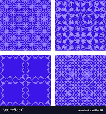 Blue seamless pattern background set vector image