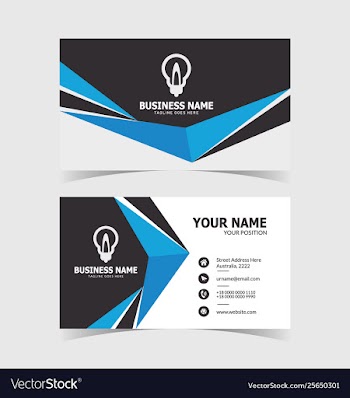 Blue shaped business card print template vector image