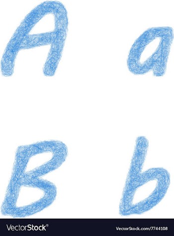 Blue sketch font set - letters A B vector image