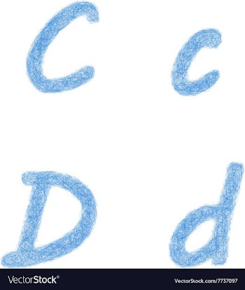 Blue sketch font set - letters C D vector image