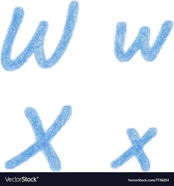 Blue sketch font set - letters W X vector image