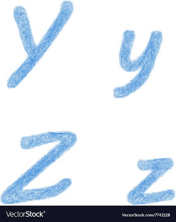 Blue sketch font set - letters Y Z vector image