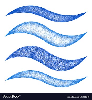 Blue sketch wave line design element set vector image