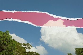 Blue sky image in torn paper style remixed… | Free stock illustration | High Resolution graphic