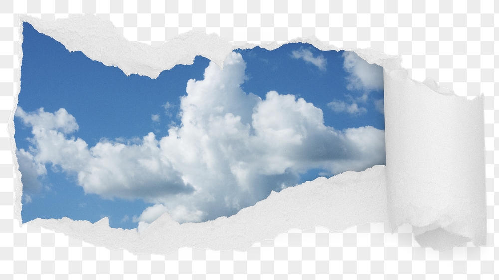 Blue skyscape png ripped paper | Free PNG - rawpixel