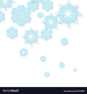 Blue snowflakes on white background vector image