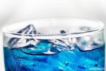 Blue soda drink macro shot