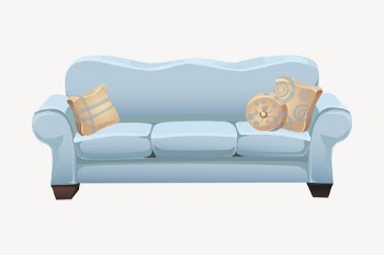 Blue sofa collage element, furniture | Free PSD - rawpixel