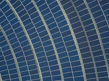 blue solar panel lot