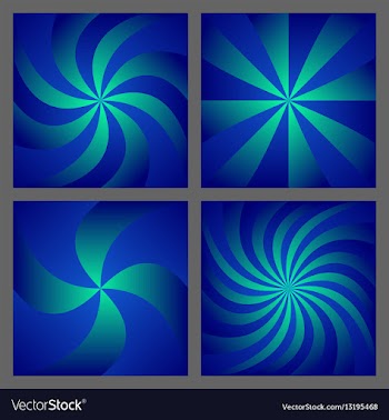 Blue spiral and ray burst background design set vector image
