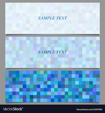 Blue square mosaic pattern banner background set vector image