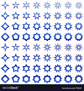Blue star shape set vector image