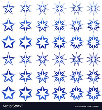 Blue star shape set vector image