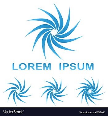 Blue swirling logo design set vector image