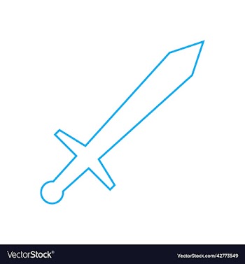 blue sword line art icon