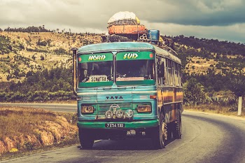 Blue Tat Bus