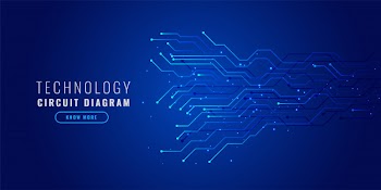Blue technology background with circuit diagram Free Vector