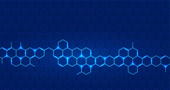 Blue technology background with hexagonal glowing Free Vector