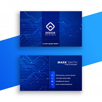 Blue technology style business card Free Vector