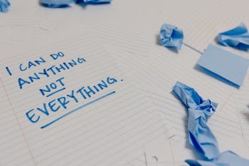 Blue Text on White Paper
