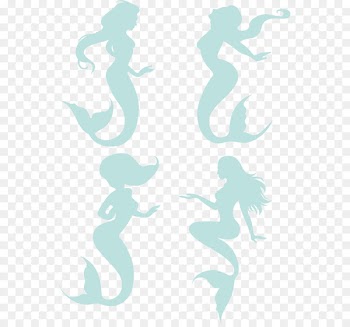 Blue Text Pattern - Mermaid silhouette vector 