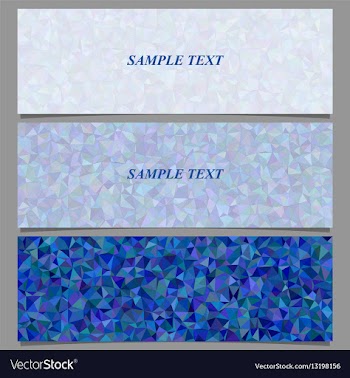 Blue tiled triangle mosaic banner design set vector image