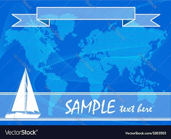 Blue travel background with yacht vector image
