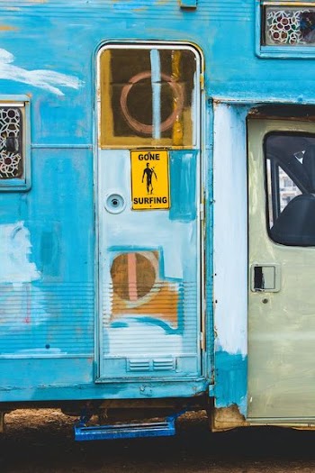 blue travel trailer