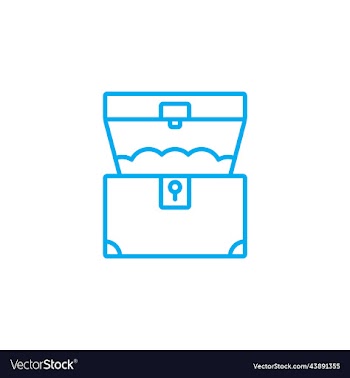 blue treasure chest line icon