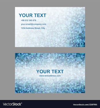 Blue triangle mosaic business card template design vector image