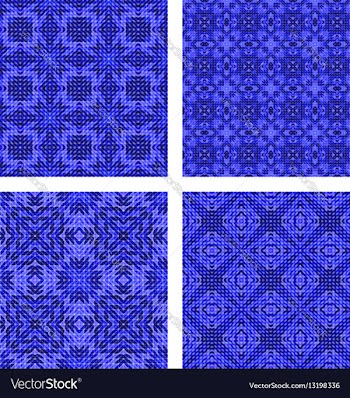 Blue triangle mosaic kaleidoscope background set vector image