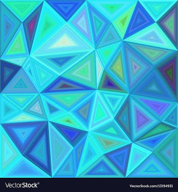 Blue triangle mosaic tile background design vector image