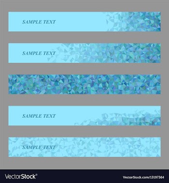 Blue triangle mosaic web banner template set vector image