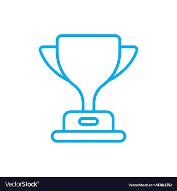 blue trophy cup line icon