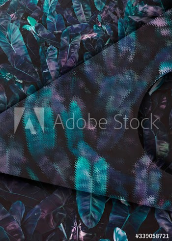 Blue tropical leaves background
