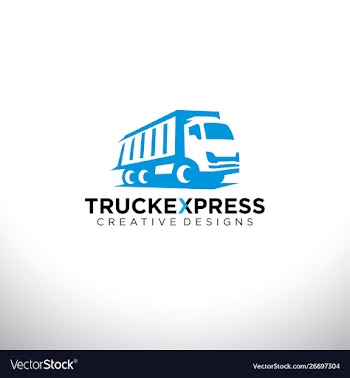 Blue truck exspress delivery service flat logo vector image