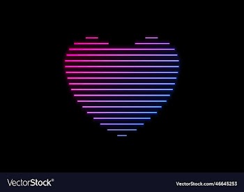 blue ultraviolet neon glowing laser heart