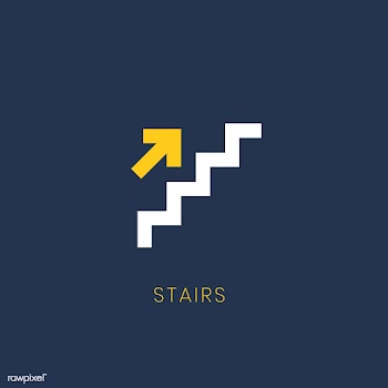 Blue up arrow stairs icon sign vector | Free stock vector - 538319
