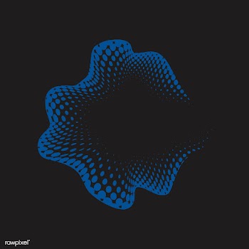 Blue wavy halftone badge on black background .. | Free stock vector - 542695