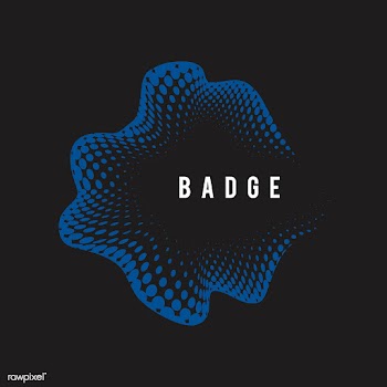 Blue wavy halftone badge on black background .. | Free stock vector - 542749
