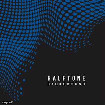 Blue wavy halftone black background vector | Free stock vector - 542536