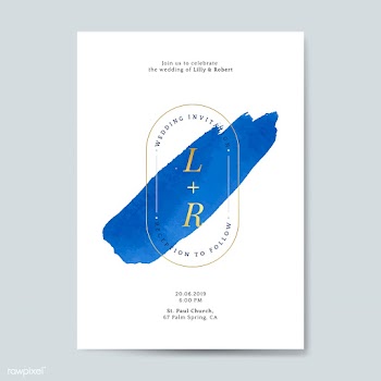 Blue wedding invitation card vector | Free stock vector - 524402